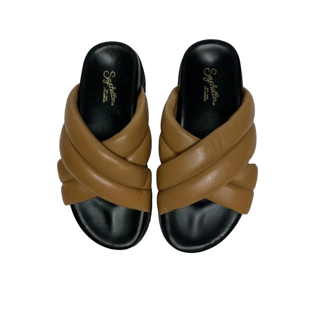 NEW Seychelles Driving Force Platform Sandal in Tan Leather 6